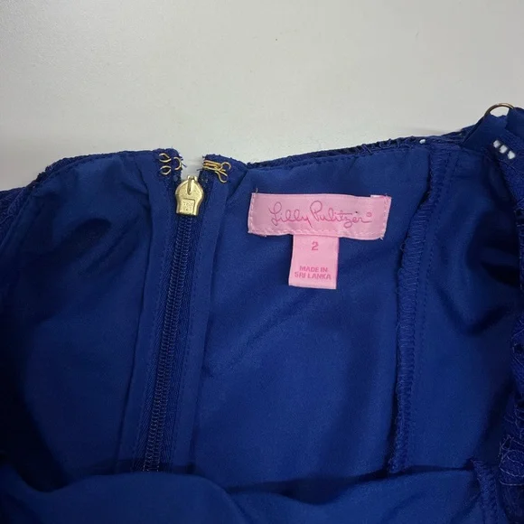 Lilly Pulitzer CAlA Romper Mystical Knotty Lace Blue Size 2 - Picture 5 of 13